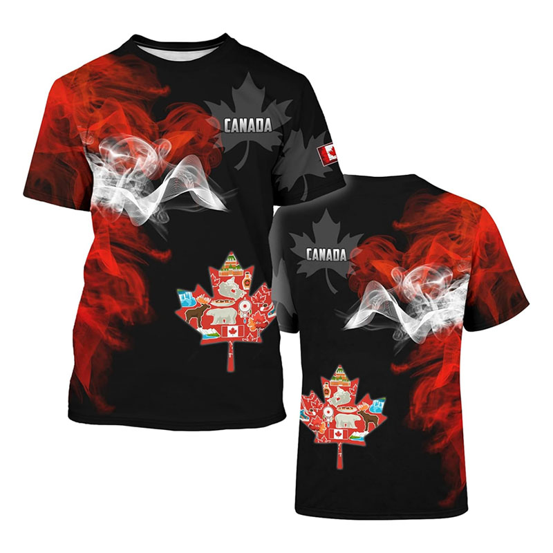 男性用カエデの葉がプリントされた3D Tシャツ,人気のTシャ - Street Fashion Canada のレビューと価格
