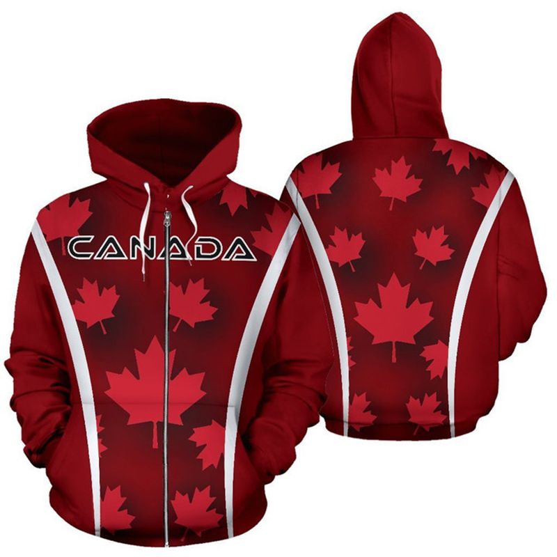 男性と女性のためのカナダ国旗のフード付きスウェットシャツ,3 - Street Fashion Canada のレビューと価格