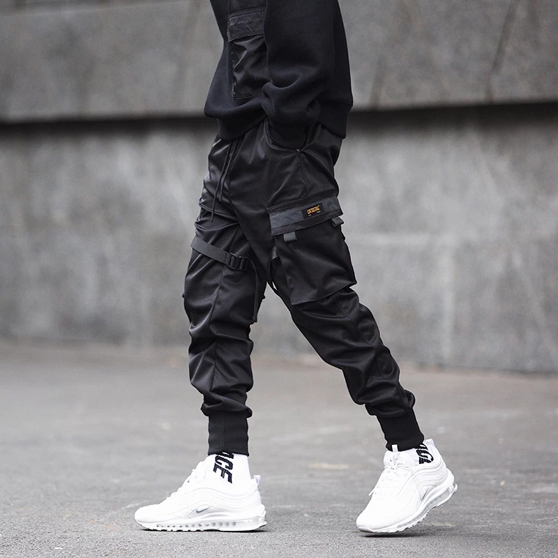 リボンハーレムジョガー男性カーゴパンツストリート 2025  - Street Fashion Men 2025 のレビューと価格